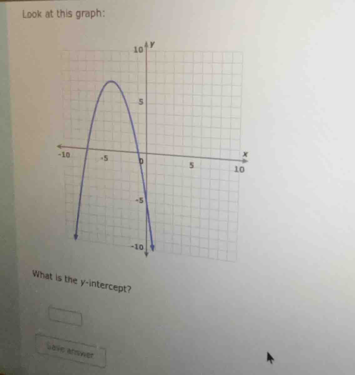 look at this graph: what is the y - intercept?