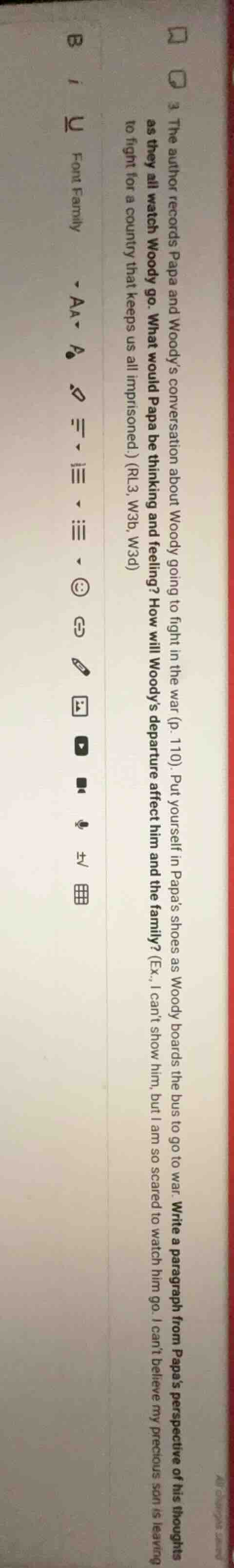 3. the author records papa and woody’s conversation about woody going t…