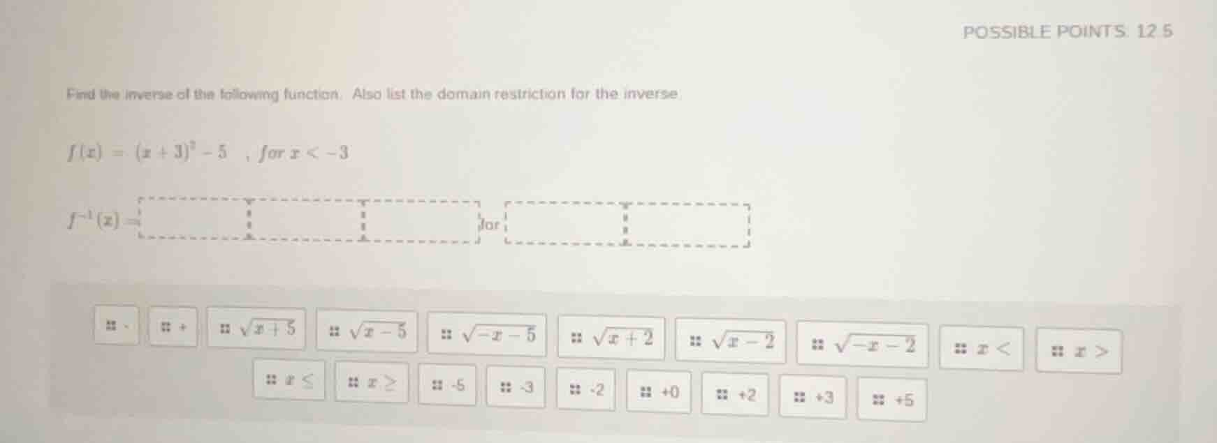 find the inverse of the following function. also list the domain restri…