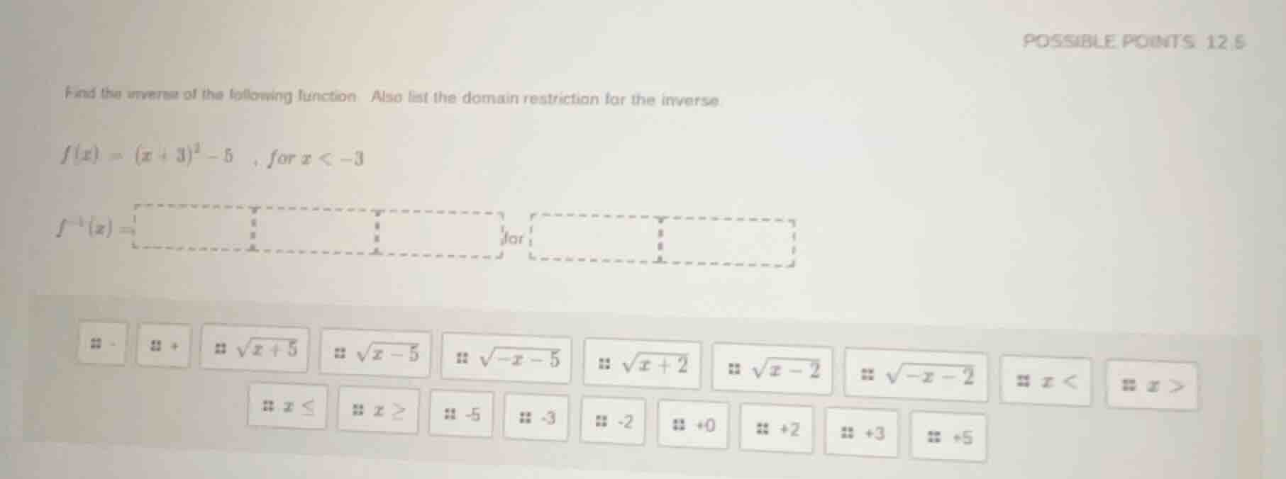 find the inverse of the following function. also list the domain restri…