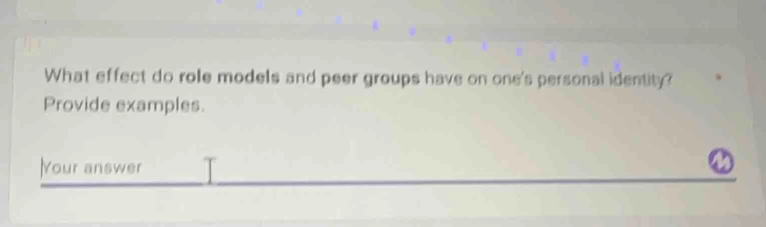 what effect do role models and peer groups have on ones personal identi…