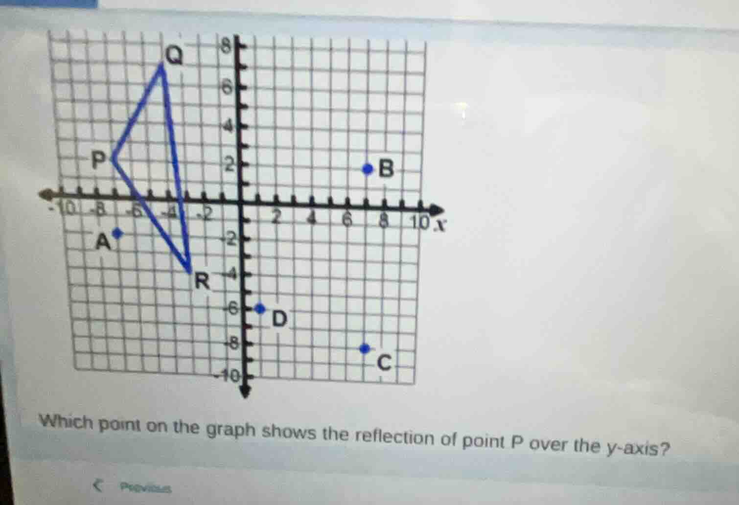 which point on the graph shows the reflection of point p over the y - a…