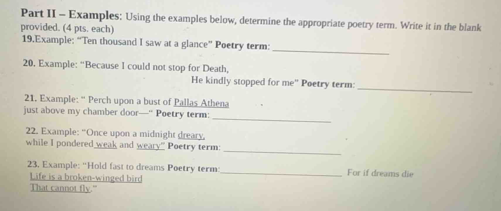 part ii – examples: using the examples below, determine the appropriate…