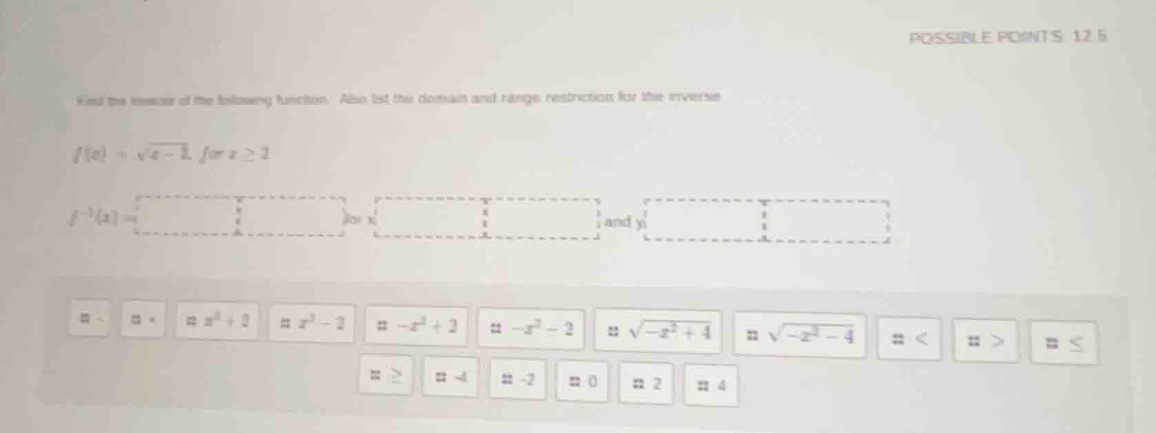 find the inverse of the following function. also list the domain and ra…