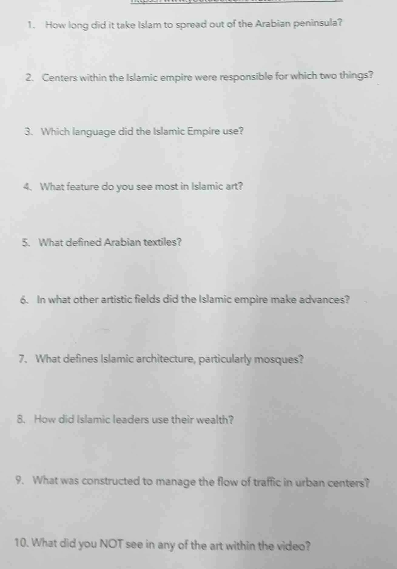 1. how long did it take islam to spread out of the arabian peninsula? 2…