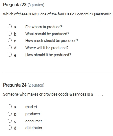 pregunta 23 (3 puntos) which of these is not one of the four basic econ…