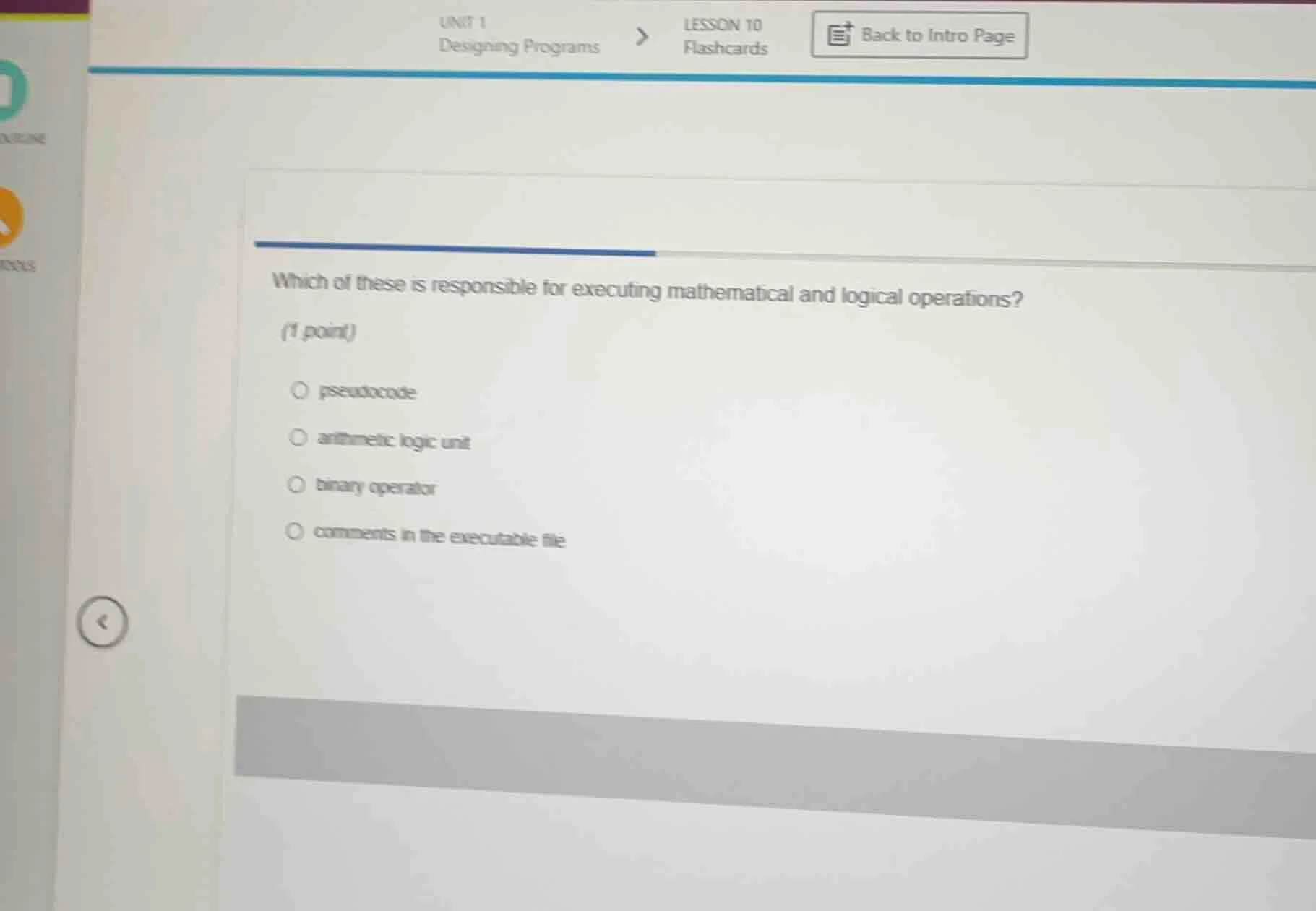 which of these is responsible for executing mathematical and logical op…