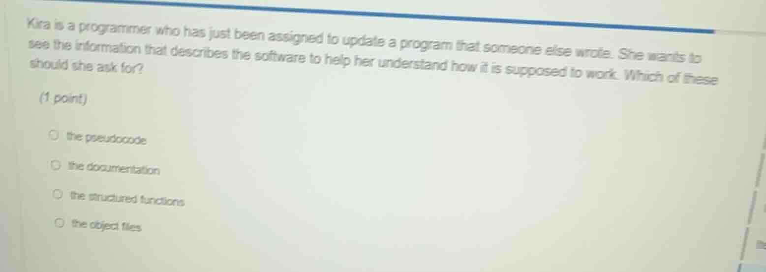 kira is a programmer who has just been assigned to update a program tha…