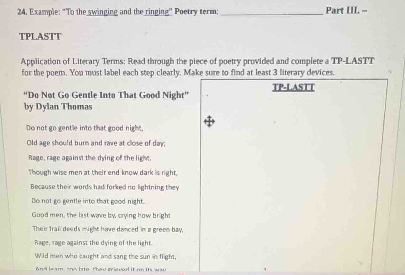 24. example: “to the swinging and the ringing” poetry term: ___________…