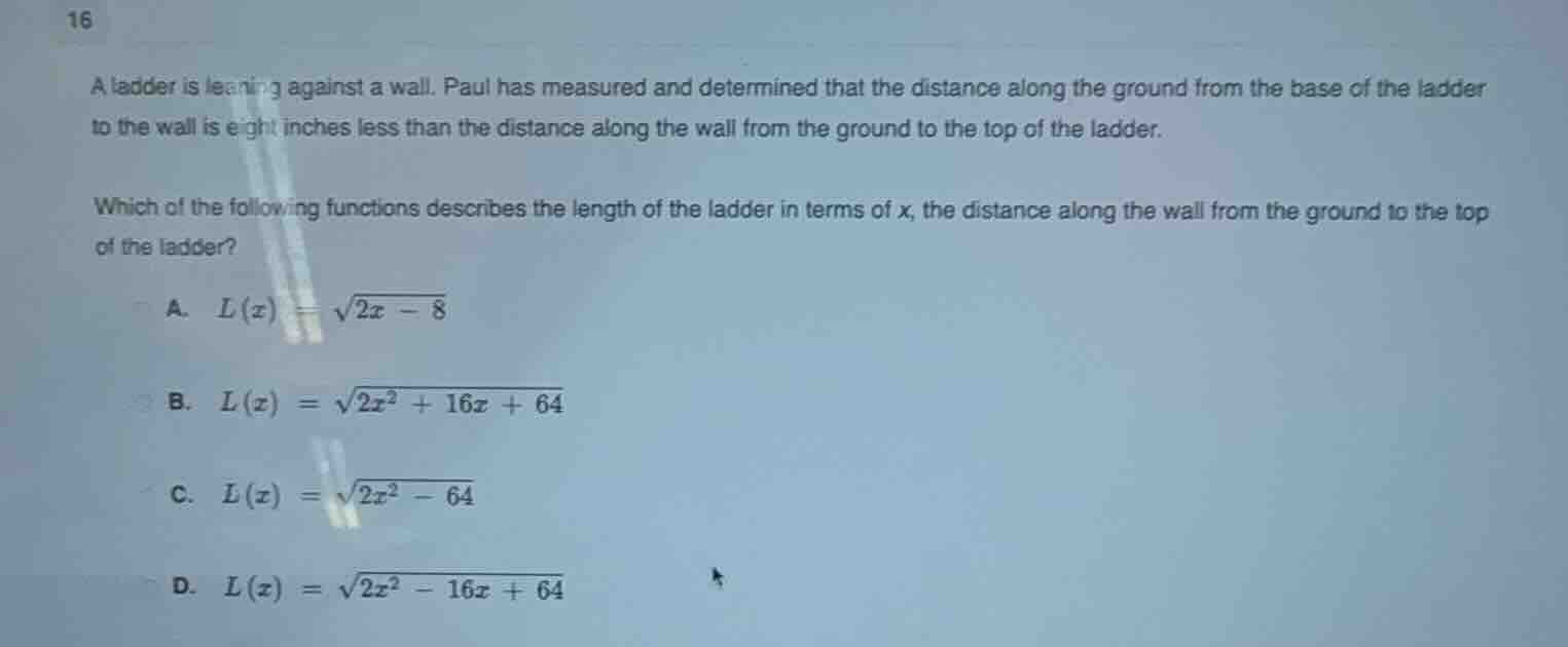 16 a ladder is leaning against a wall. paul has measured and determined…