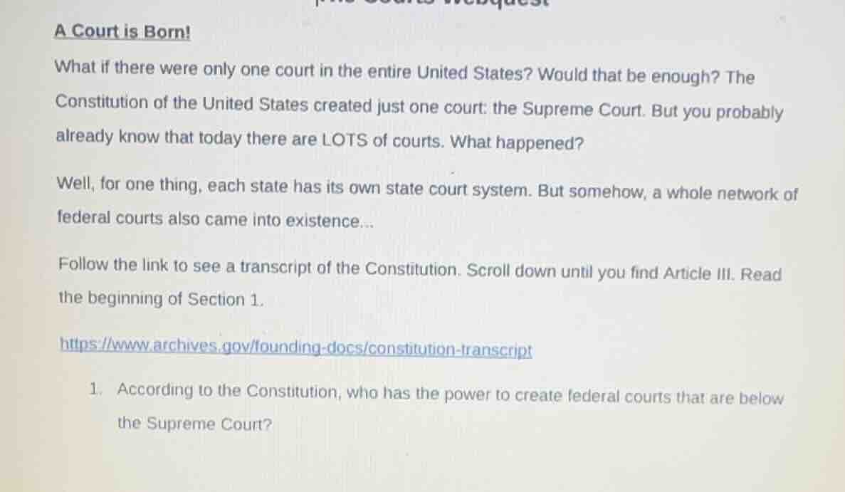 a court is born! what if there were only one court in the entire united…