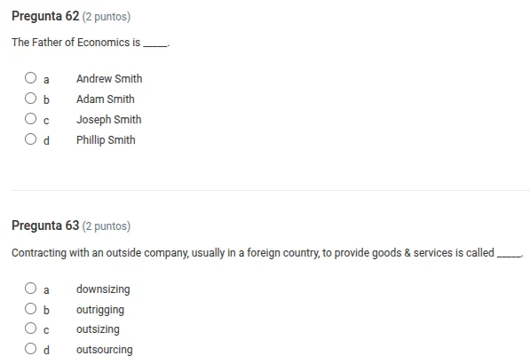 pregunta 62 (2 puntos) the father of economics is ____. ○ a andrew smit…