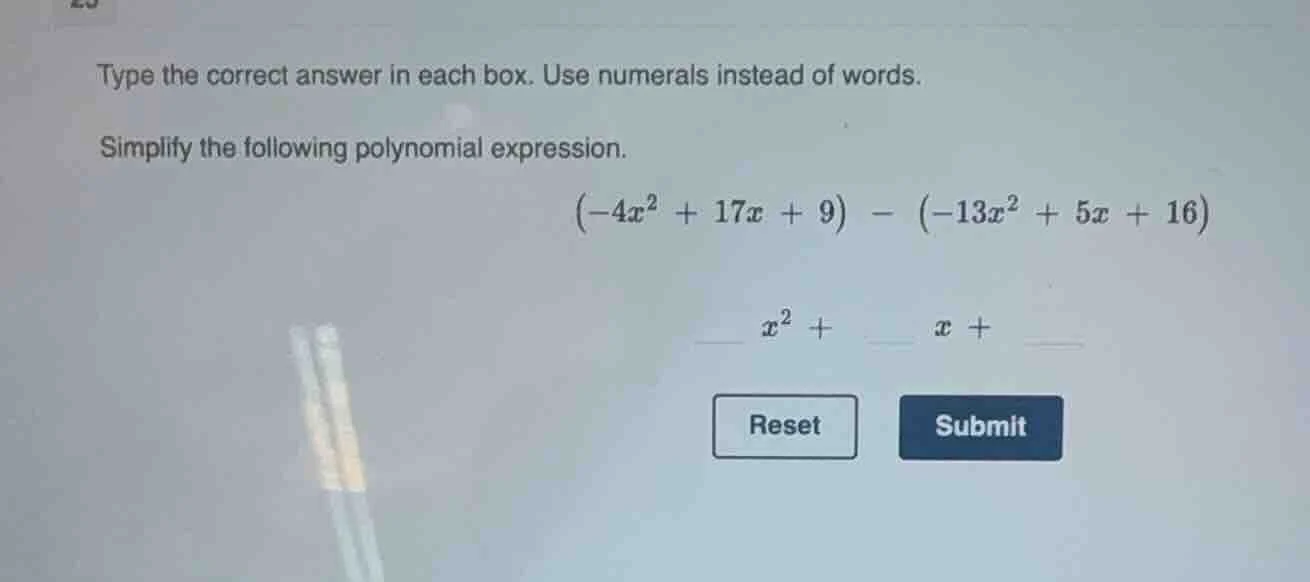 type the correct answer in each box. use numerals instead of words. sim…