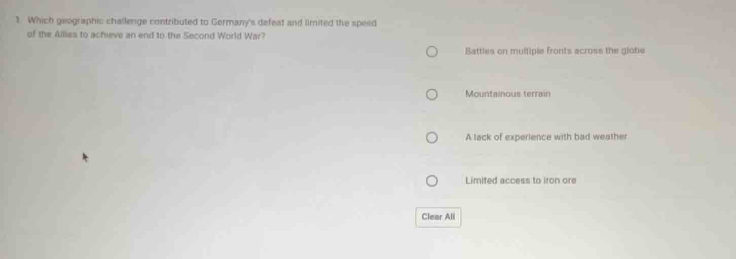 1 which geographic challenge contributed to germanys defeat and limited…