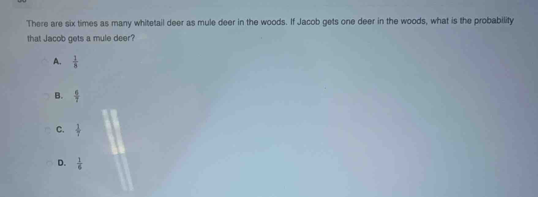 there are six times as many whitetail deer as mule deer in the woods. i…