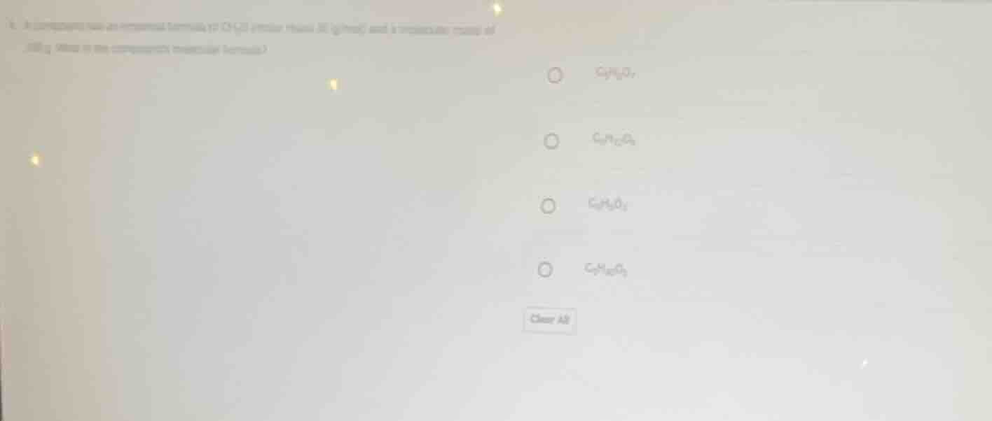 a compound has an empirical formula of \\(\\ce{ch2o}\\) (molar mass 30 …