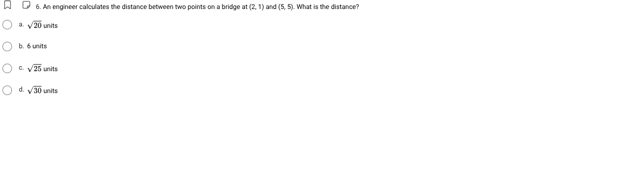6. an engineer calculates the distance between two points on a bridge a…