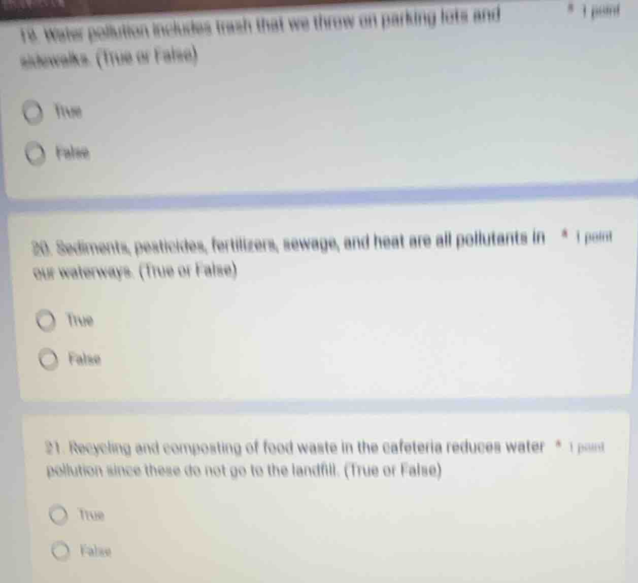 19. water pollution includes trash that we throw on parking lots and si…