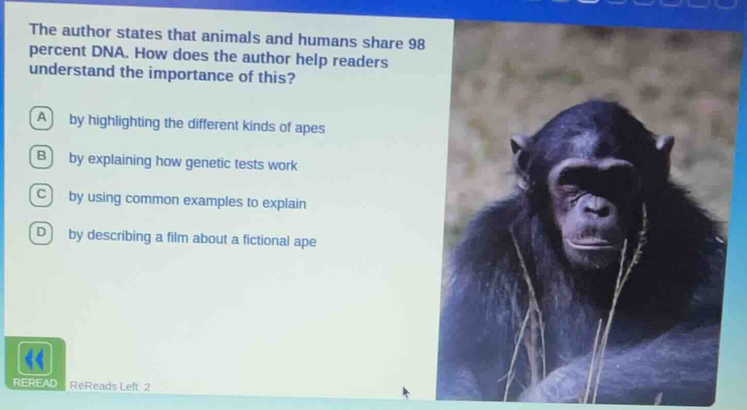 the author states that animals and humans share 98 percent dna. how doe…