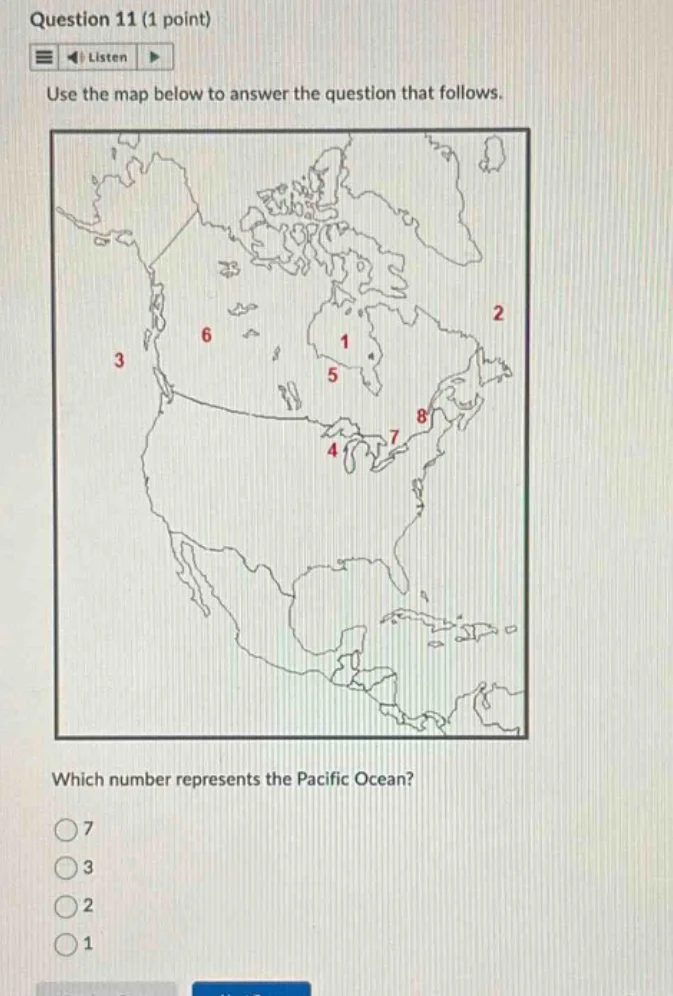 question 11 (1 point) listen use the map below to answer the question t…