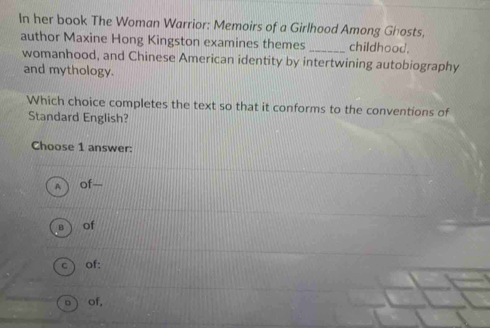 in her book the woman warrior: memoirs of a girlhood among ghosts, auth…