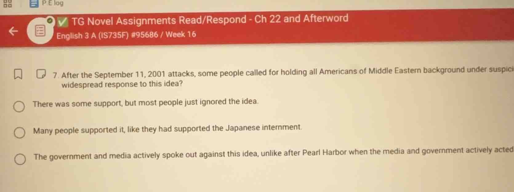 7. after the september 11, 2001 attacks, some people called for holding…