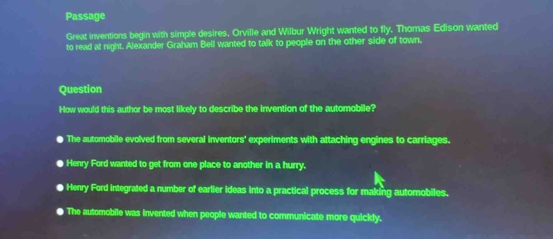 passage great inventions begin with simple desires. orville and wilbur …