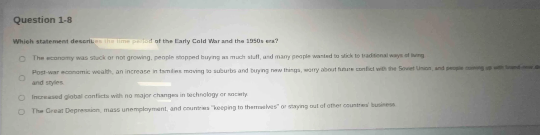 question 1-8 which statement describes the time period of the early col…