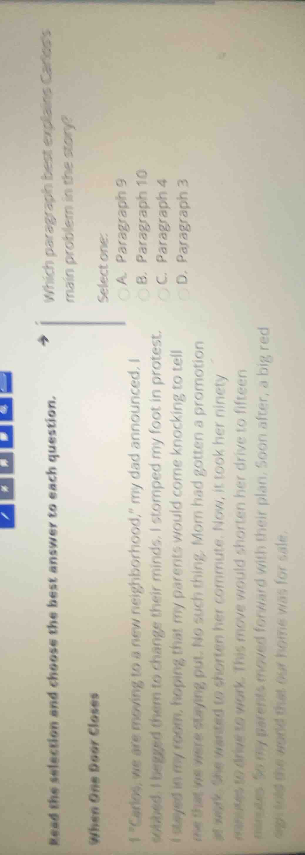 read the selection and choose the best answer to each question. when on…