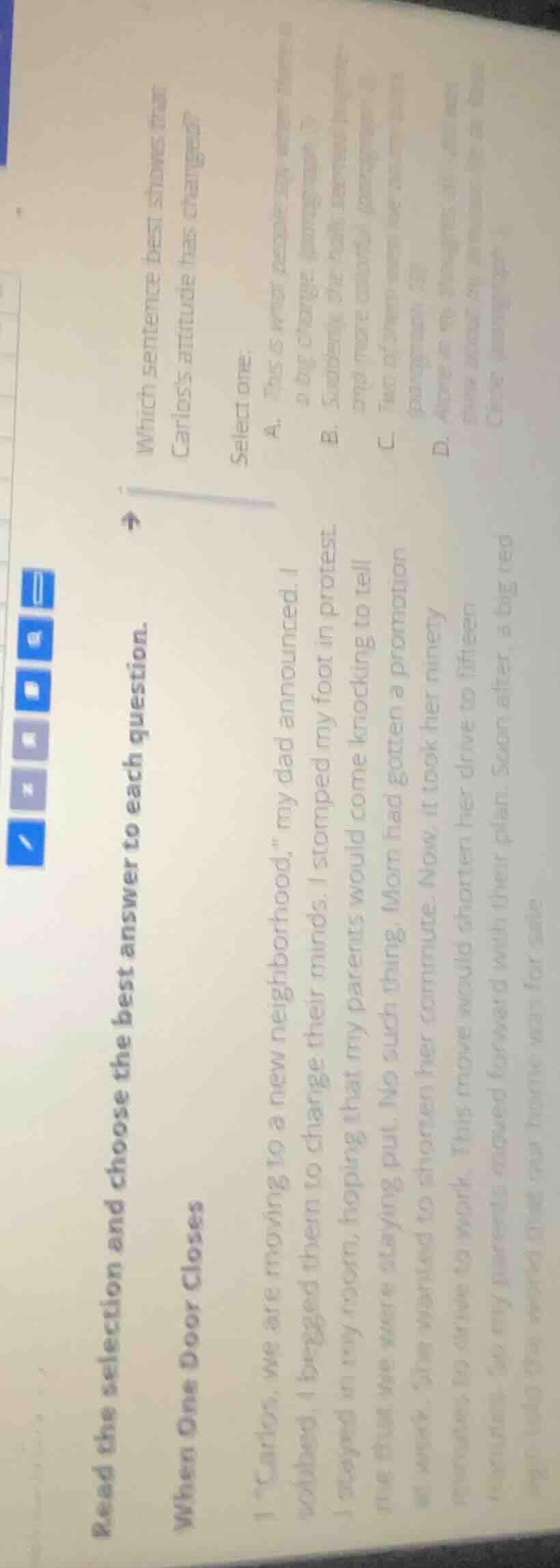 read the selection and choose the best answer to each question. when on…