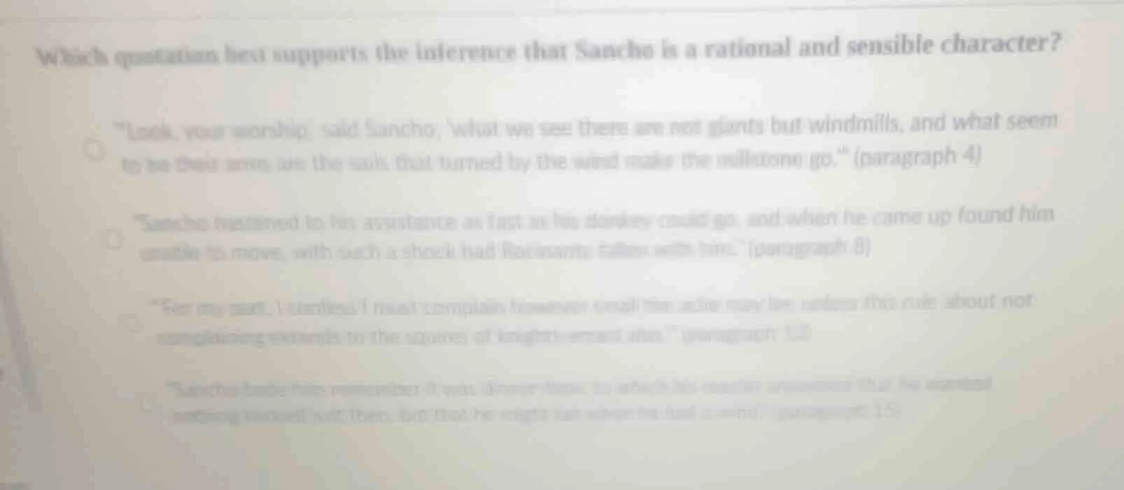 which quotation best supports the inference that sancho is a rational a…