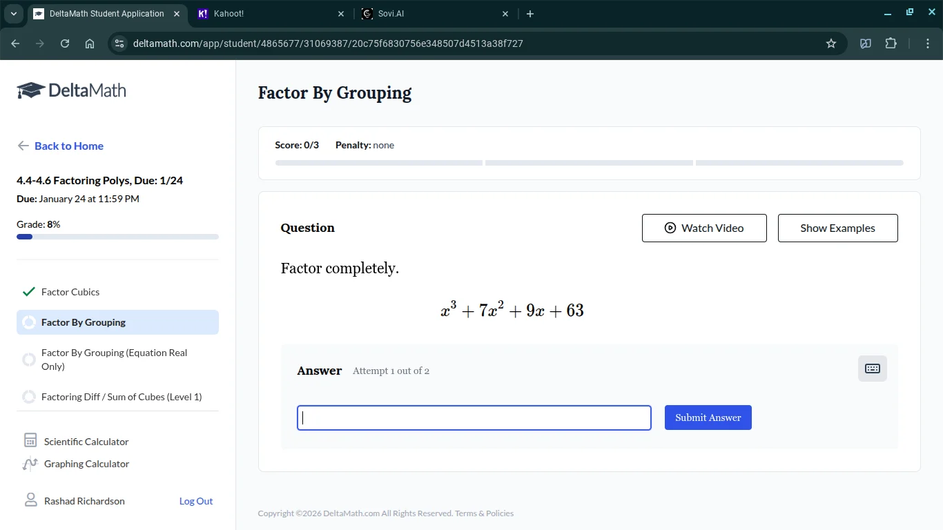 factor completely. \\( x^3 + 7x^2 + 9x + 63 \\)