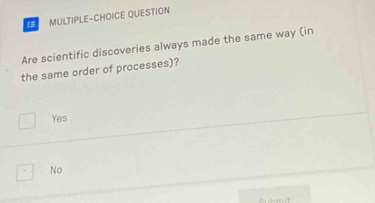 multiple-choice question are scientific discoveries always made the sam…