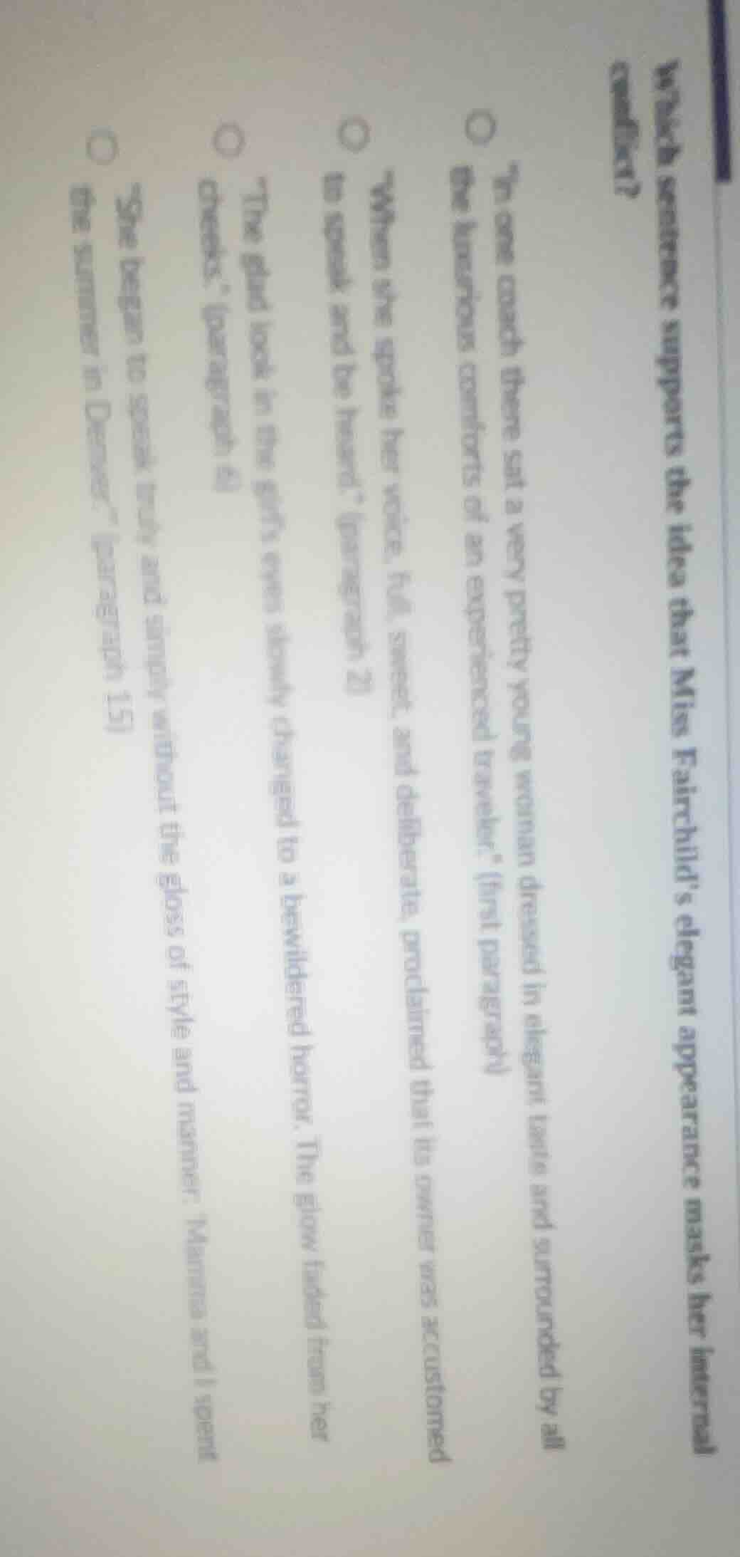 which sentence supports the idea that miss fairchild’s elegant appearan…