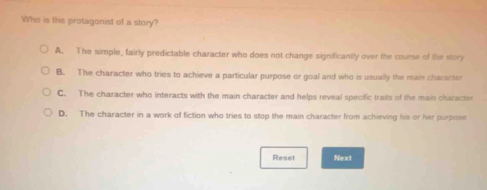 who is the protagonist of a story? a. the simple, fairly predictable ch…