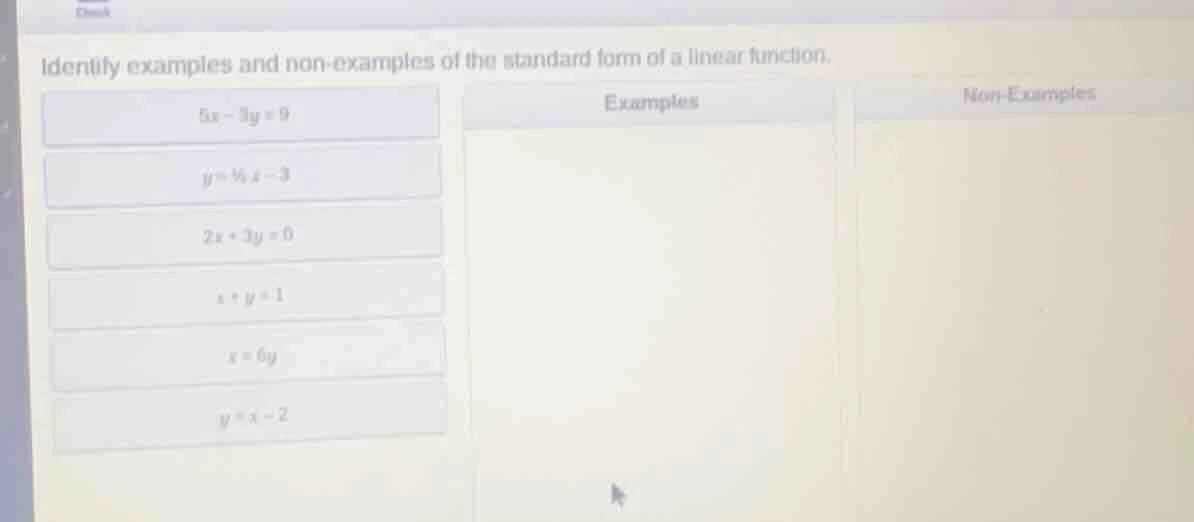identify examples and non - examples of the standard form of a linear f…