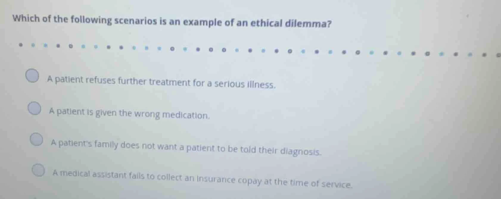 which of the following scenarios is an example of an ethical dilemma? a…