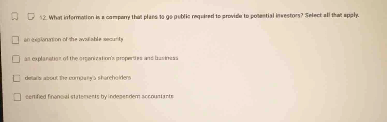 12. what information is a company that plans to go public required to p…
