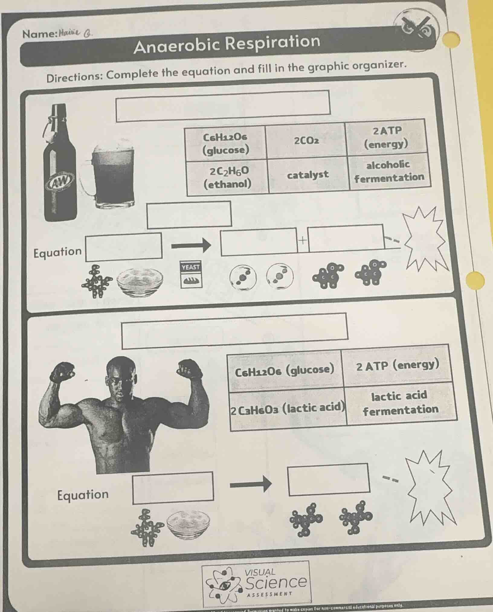 name: maire o. anaerobic respiration directions: complete the equation …