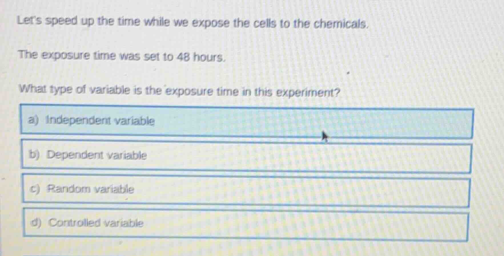 lets speed up the time while we expose the cells to the chemicals. the …