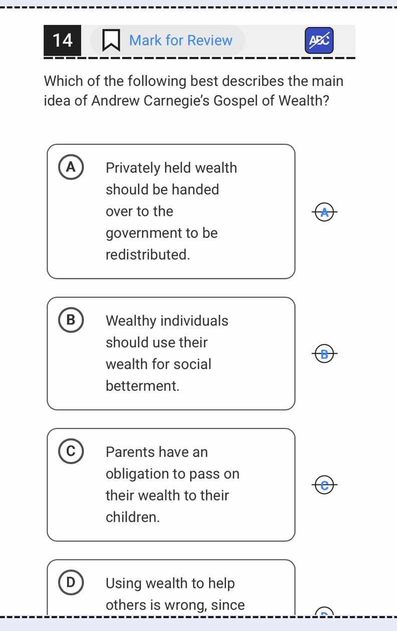 14 mark for review which of the following best describes the main idea …