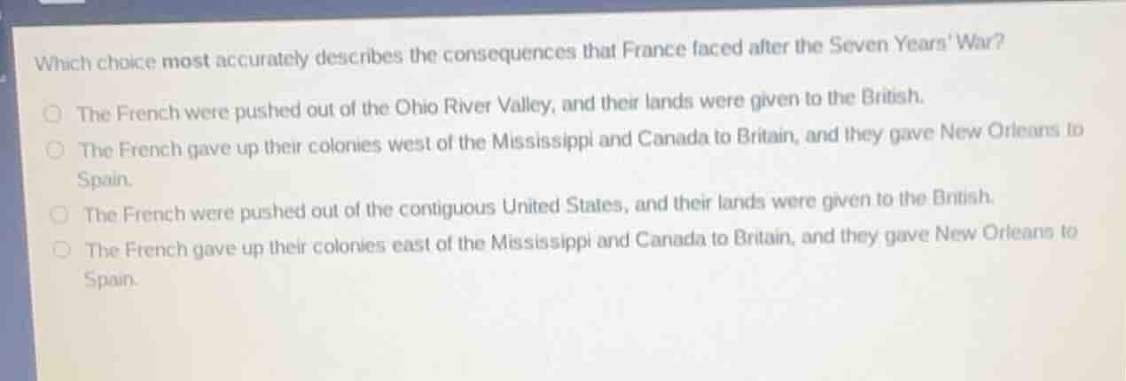 which choice most accurately describes the consequences that france fac…
