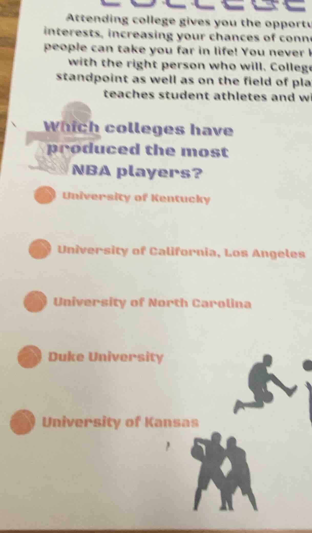 which colleges have produced the most nba players? university of kentuc…