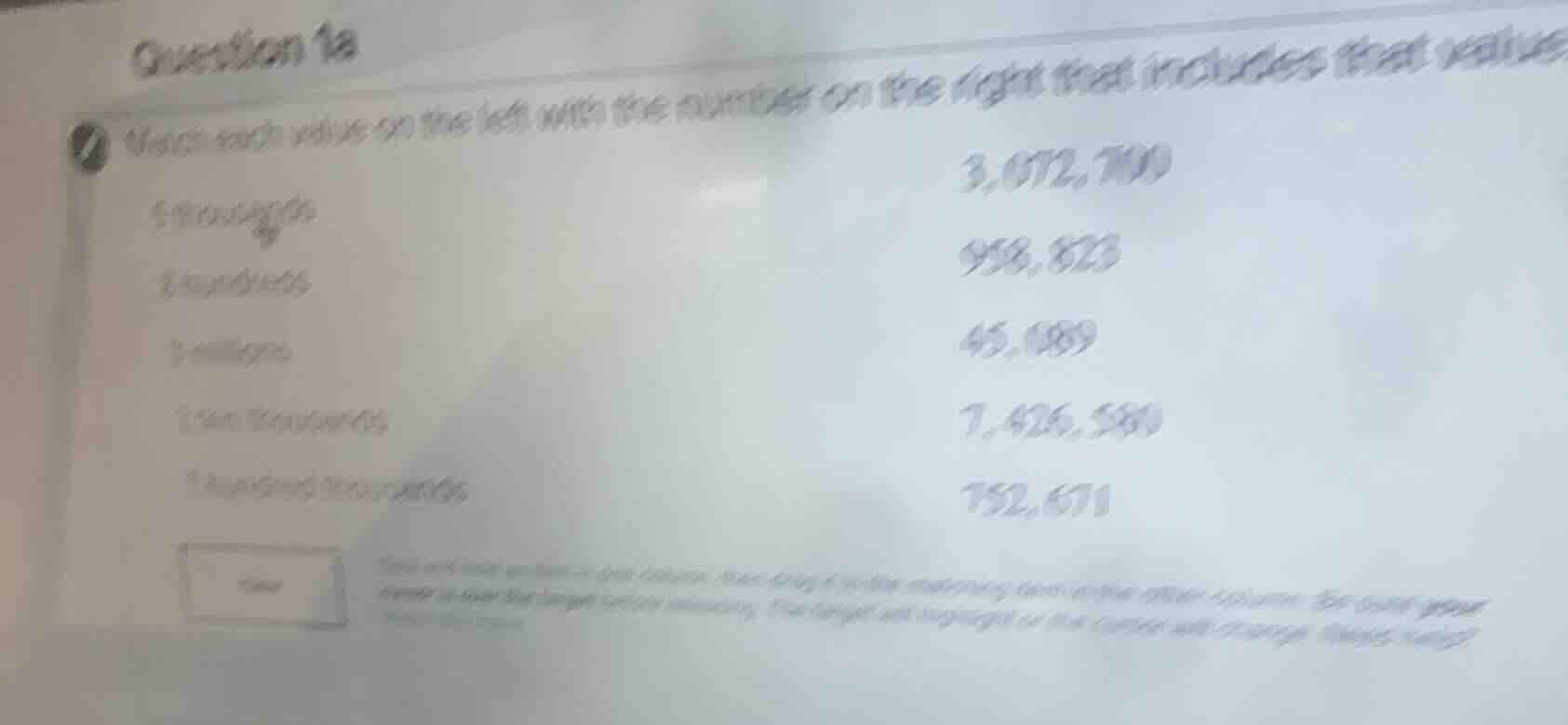 question 1a match each value on the left with the number on the right t…
