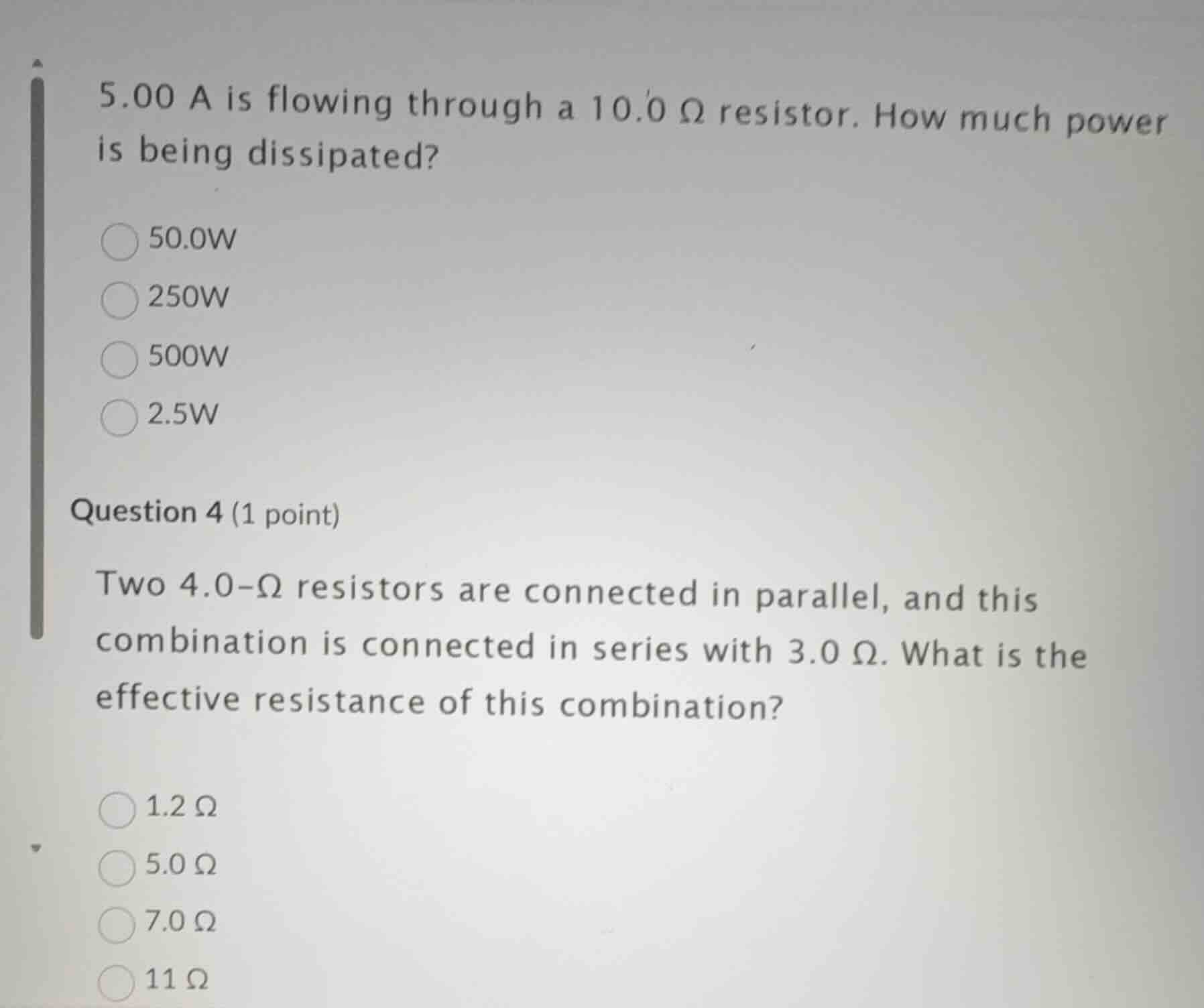 5.00 a is flowing through a 10.0 ω resistor. how much power is being di…