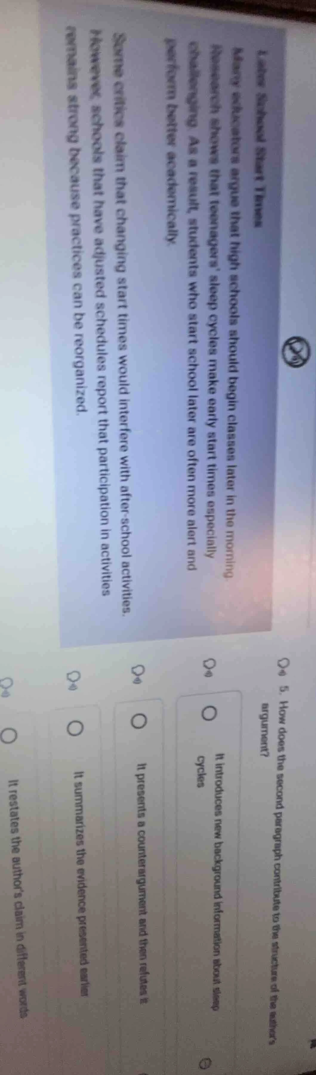 5. how does the second paragraph contribute to the structure of the aut…