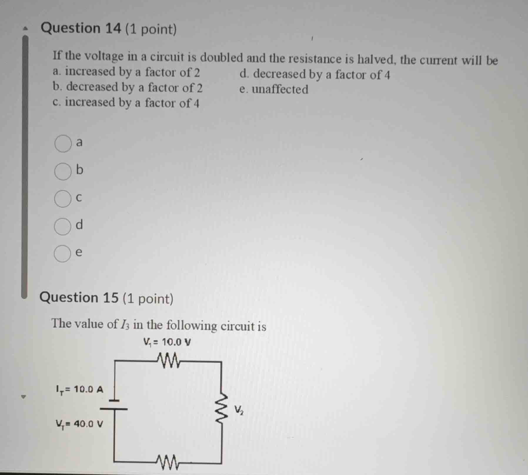 question 14 (1 point) if the voltage in a circuit is doubled and the re…