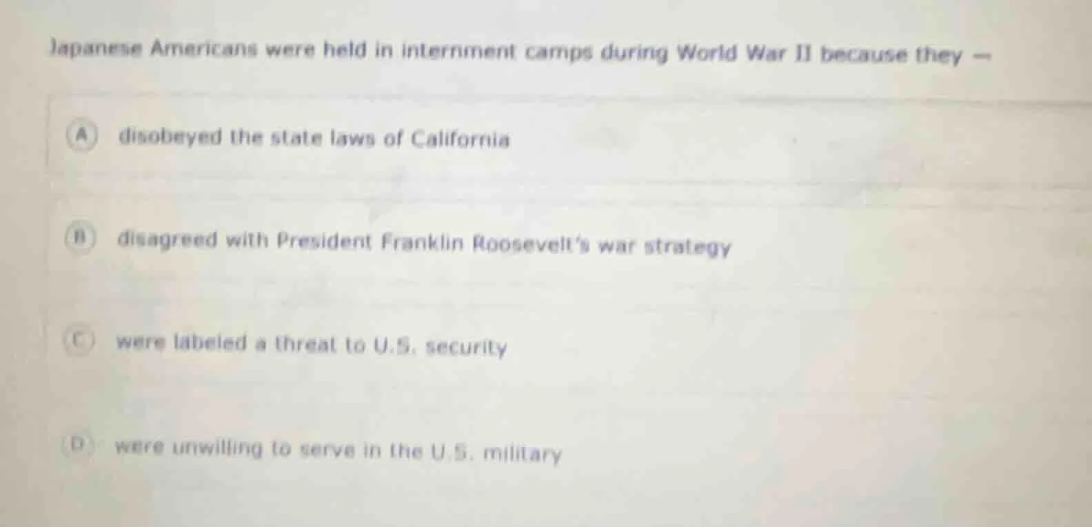 japanese americans were held in internment camps during world war ii be…