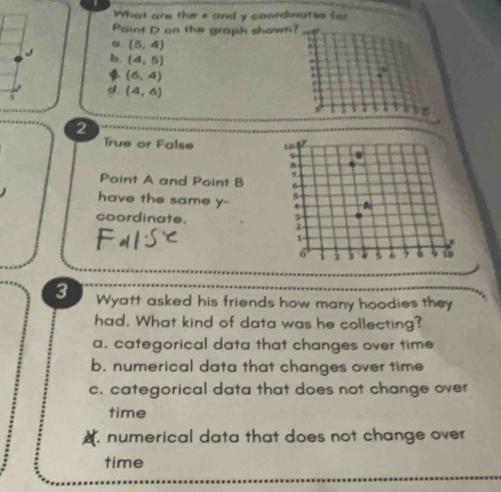 1 what are the x and y coordinates for point d on the graph shown? a. (…