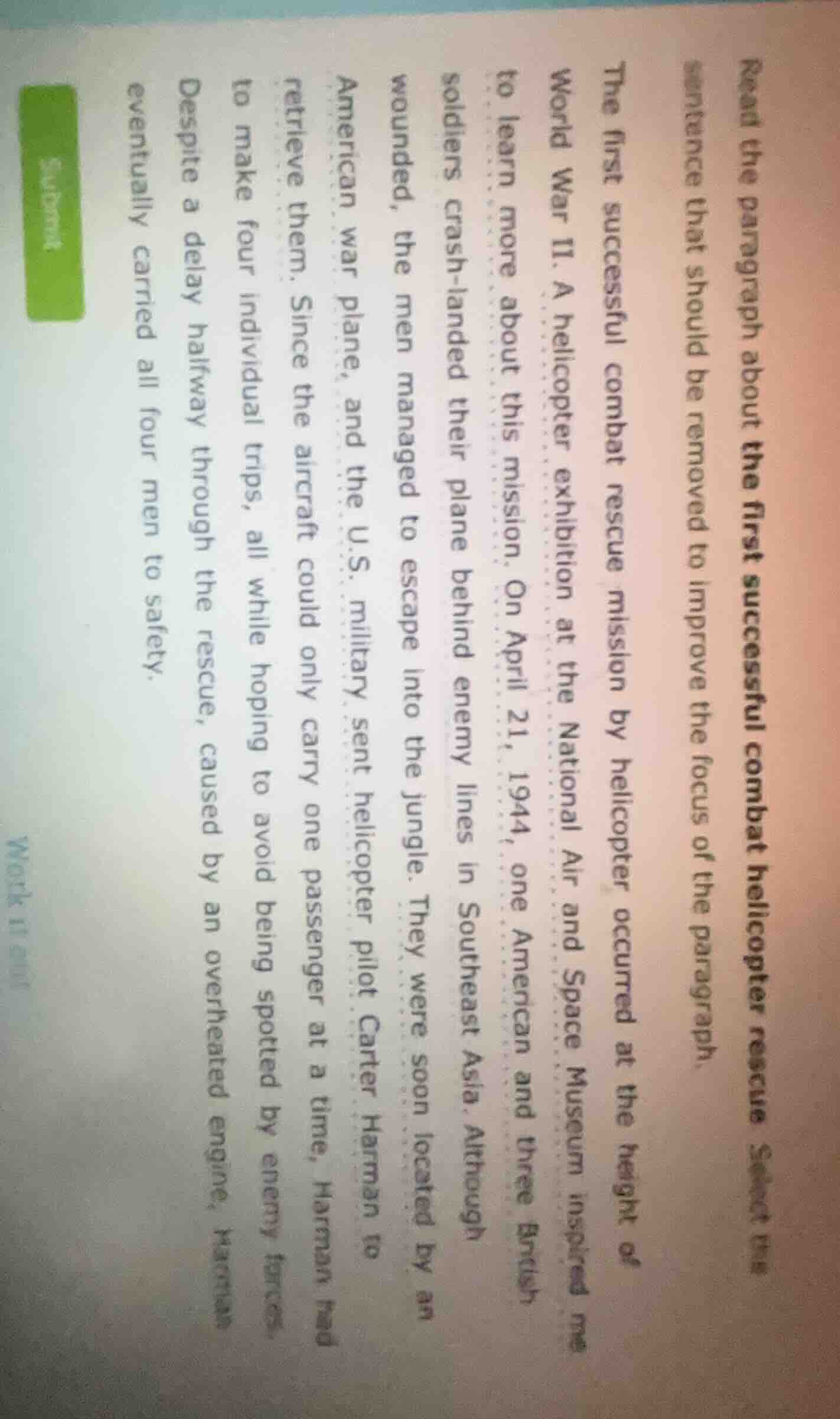 read the paragraph about the first successful combat helicopter rescue.…